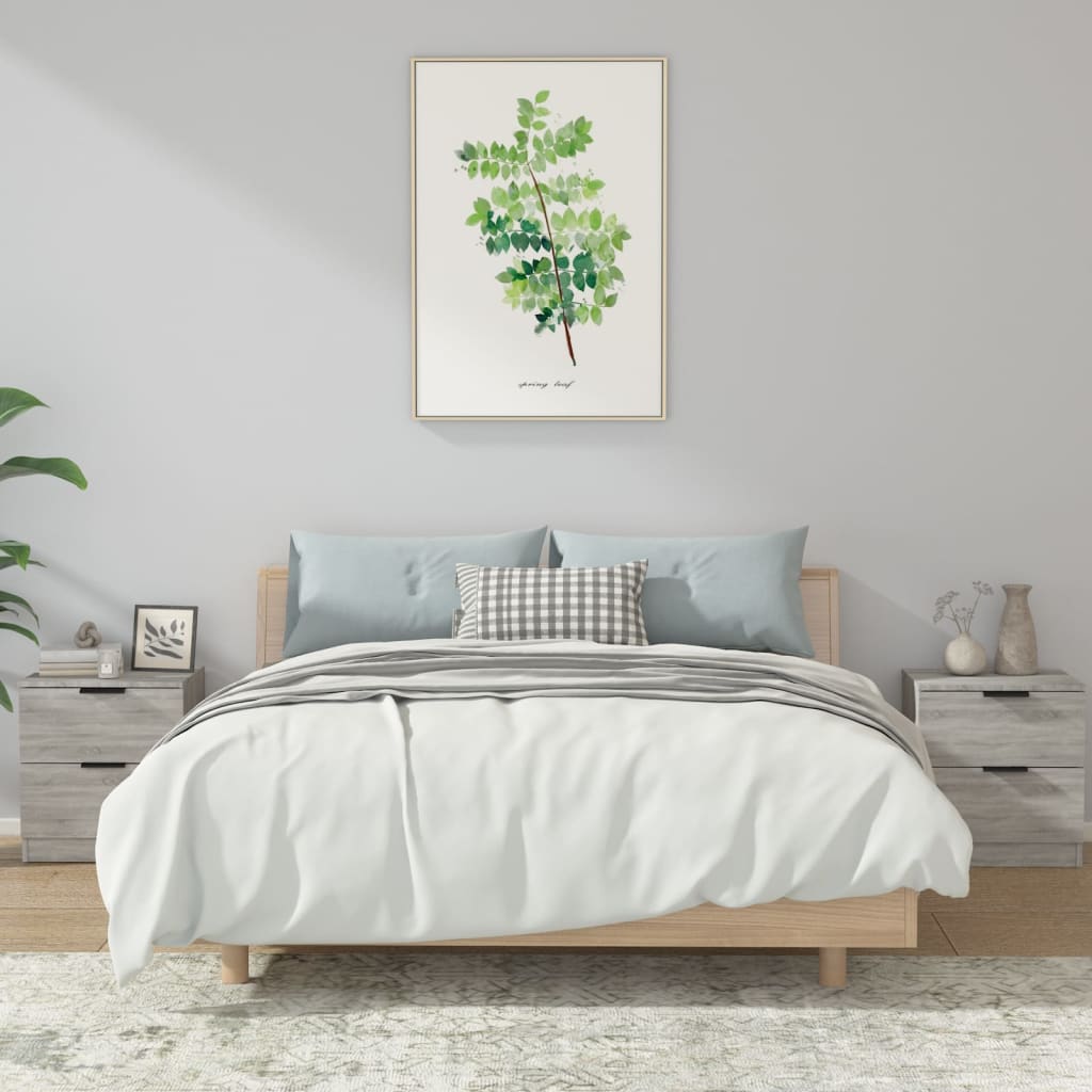 vidaXL Bedside Cabinets 2 pcs Grey Sonoma Engineered Wood