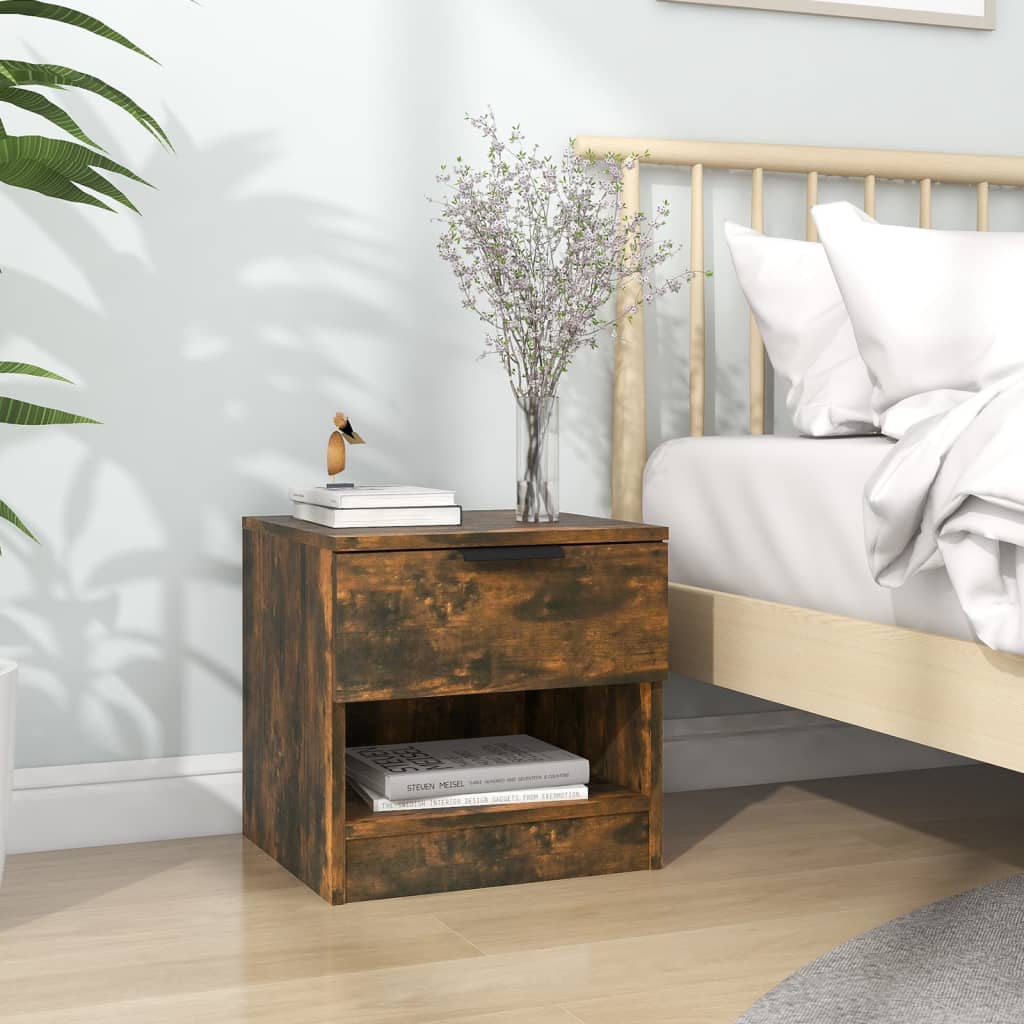 vidaXL Bedside Cabinet Smoked Oak Engineered Wood