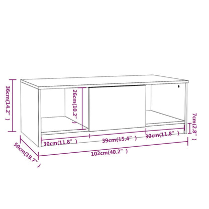 vidaXL Coffee Table Grey Sonoma 102x50x36 cm Engineered Wood