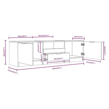 vidaXL TV Cabinet Smoked Oak 140x35x40 cm Engineered Wood