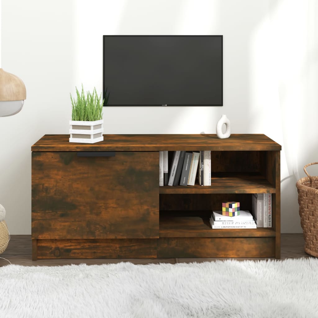 vidaXL TV Cabinet Smoked Oak 80x35x36,5 cm Engineered Wood