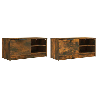 vidaXL 2 Piece TV Cabinet Set Smoked Oak 80x35x36,5 cm Engineered Wood