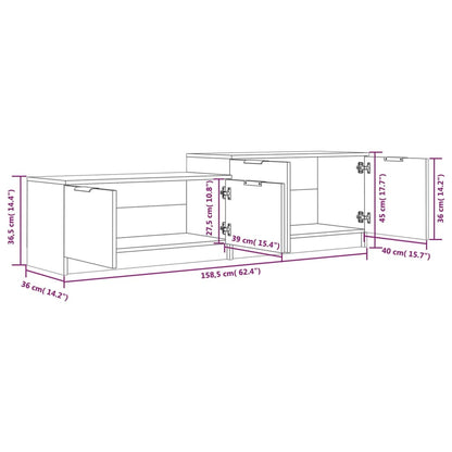 vidaXL TV Cabinet Smoked Oak 158.5x36x45 cm Engineered Wood