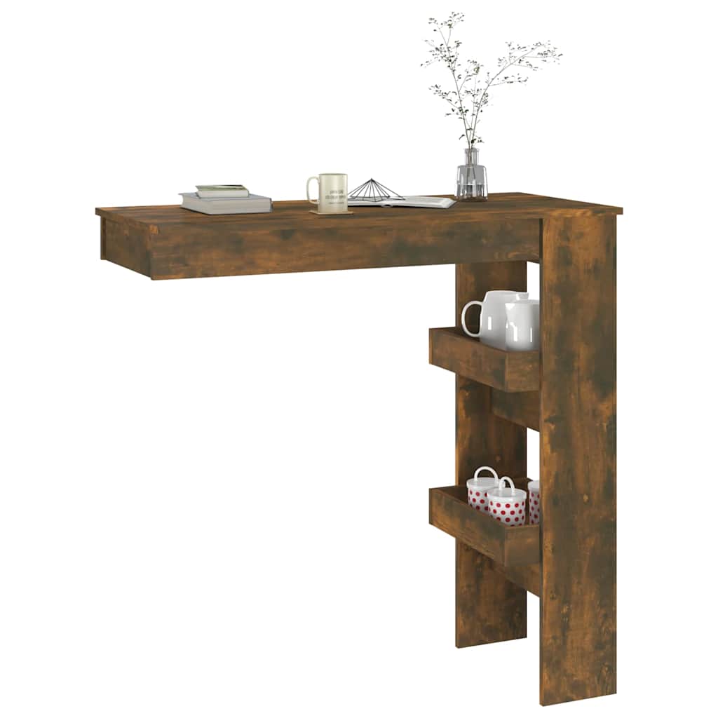 vidaXL Wall Bar Table Smoked Oak 102x45x103,5 cm Engineered Wood