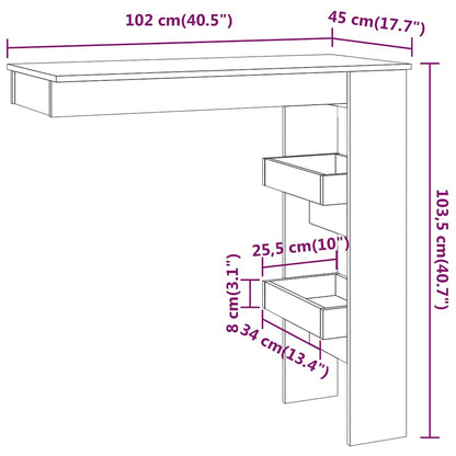 vidaXL Wall Bar Table Smoked Oak 102x45x103,5 cm Engineered Wood