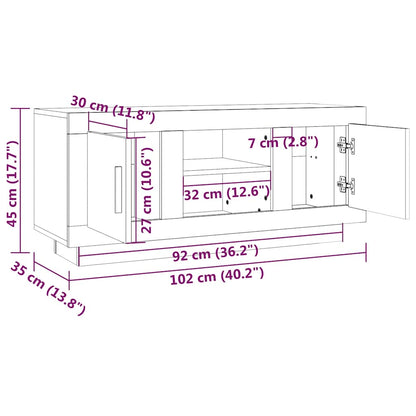 vidaXL TV Cabinet Smoked Oak 102x35x45 cm Engineered Wood