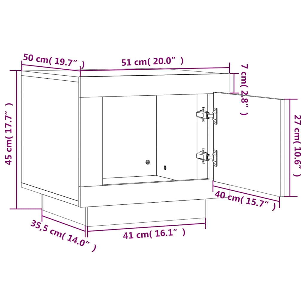 vidaXL Coffee Table Brown Oak 51x50x45 cm Engineered Wood