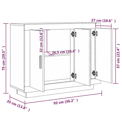 vidaXL Sideboard Smoked Oak 92x35x75 cm Engineered Wood