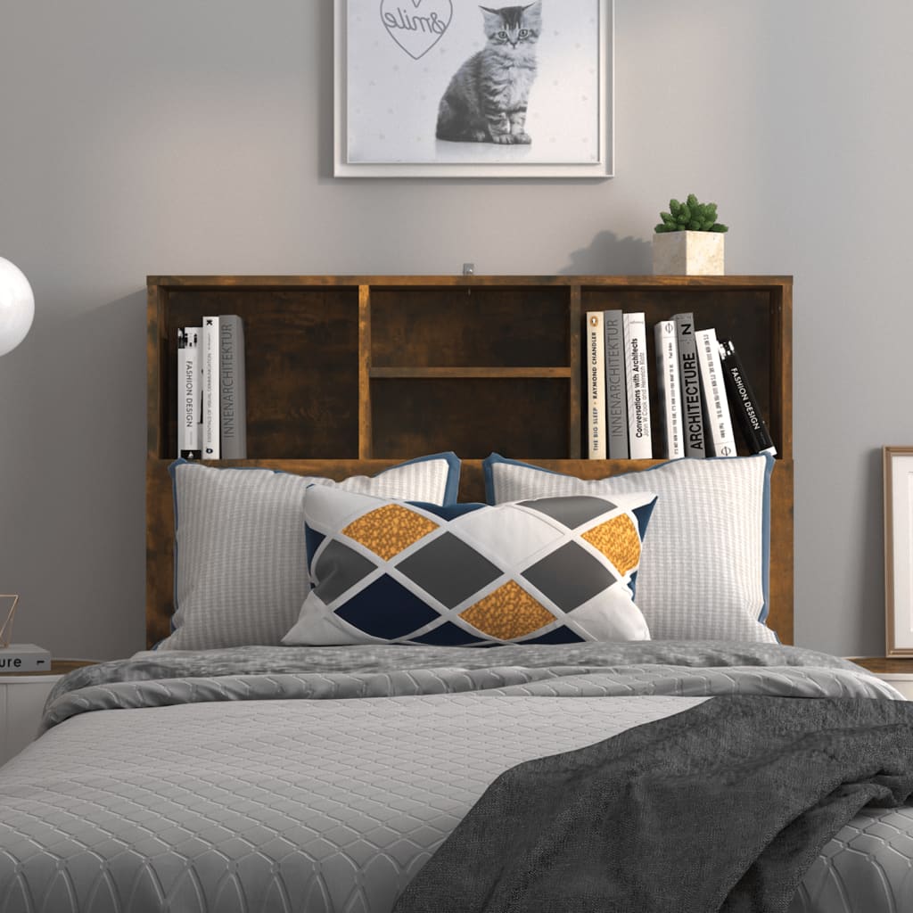vidaXL Headboard Cabinet Smoked Oak 100x19x103.5 cm