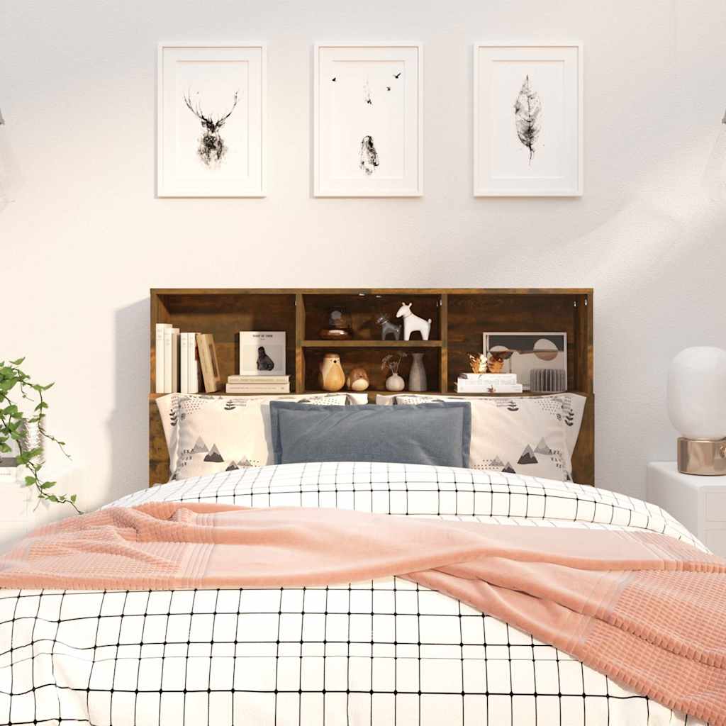 817246 vidaXL Headboard Cabinet Smoked Oak 120x19x103,5 cm