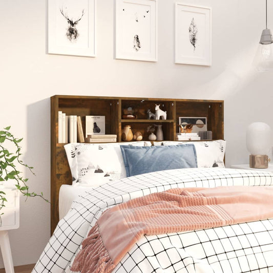 817246 vidaXL Headboard Cabinet Smoked Oak 120x19x103,5 cm
