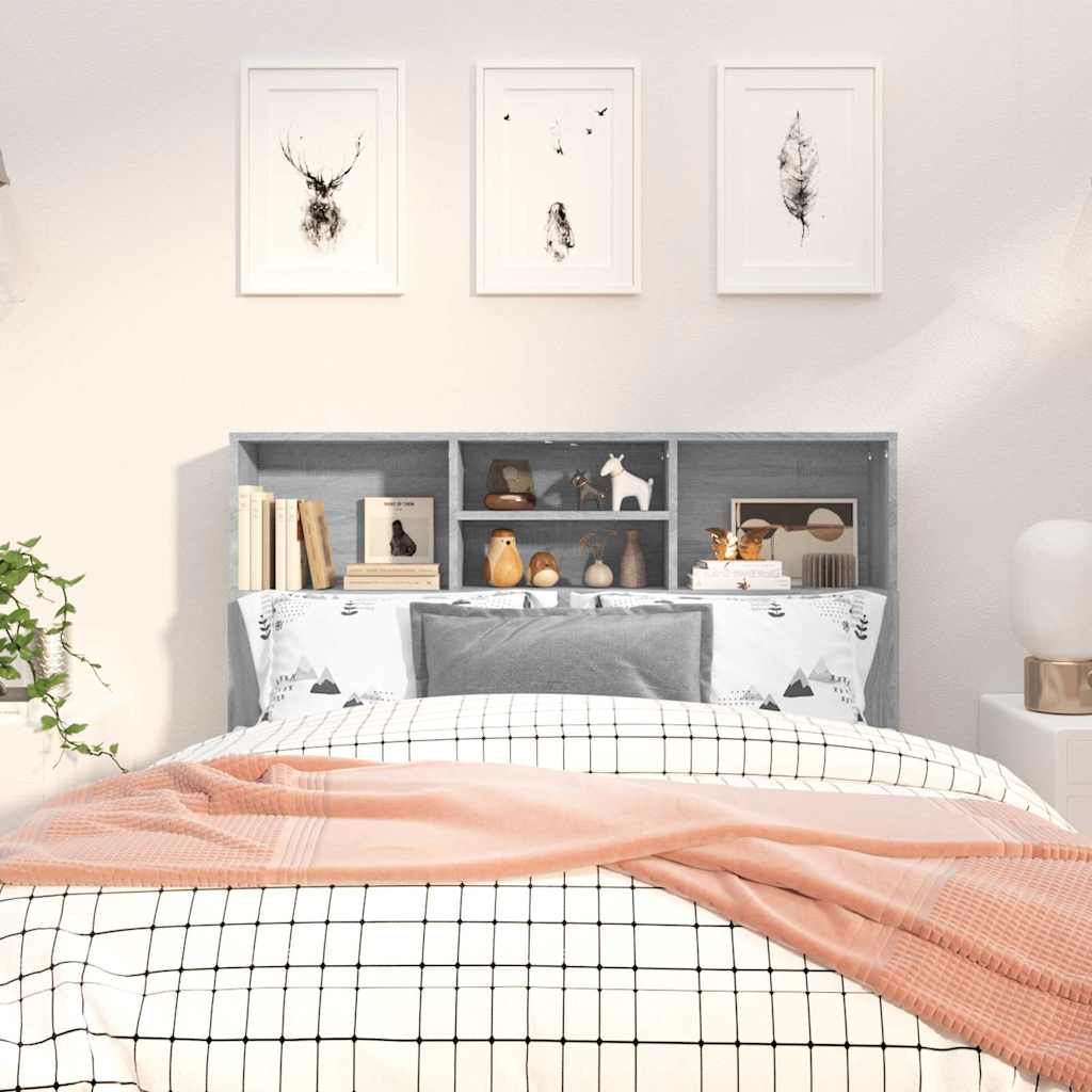 817247 vidaXL Headboard Cabinet Grey Sonoma 120x19x103,5 cm