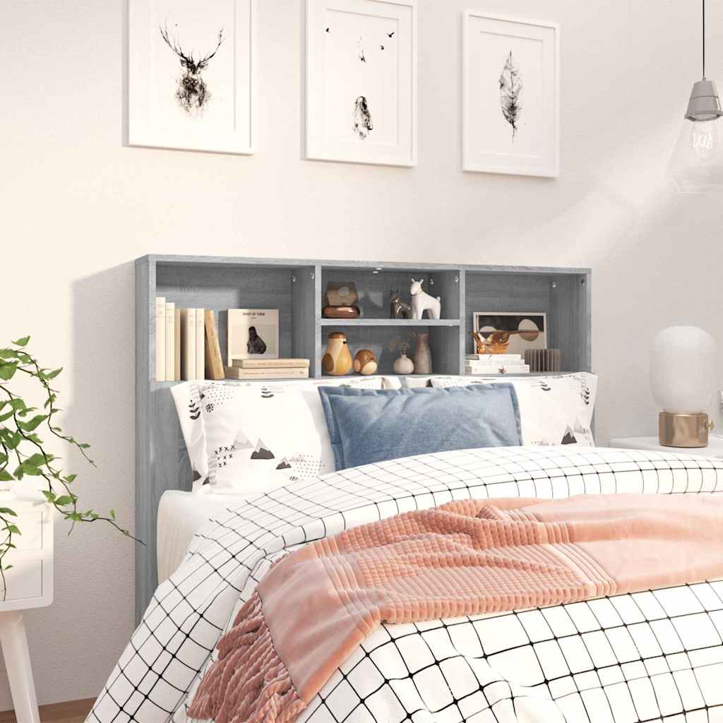 817247 vidaXL Headboard Cabinet Grey Sonoma 120x19x103,5 cm