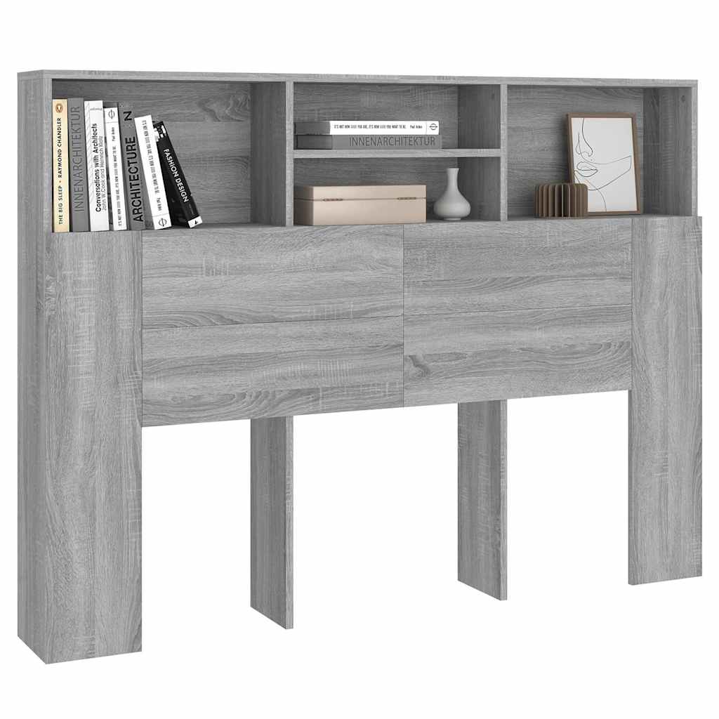 vidaXL Headboard Cabinet Grey Sonoma 140x19x103,5 cm