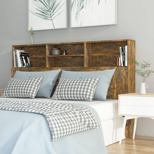 817252 vidaXL Headboard Cabinet Smoked Oak 160x19x103,5 cm