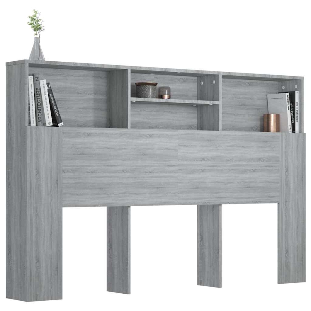 817253 vidaXL Headboard Cabinet Grey Sonoma 160x19x103,5 cm