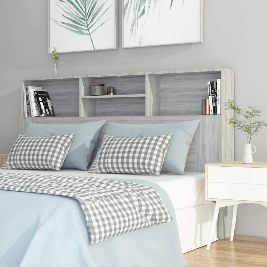 vidaXL Headboard Cabinet Grey Sonoma 160x19x103.5 cm