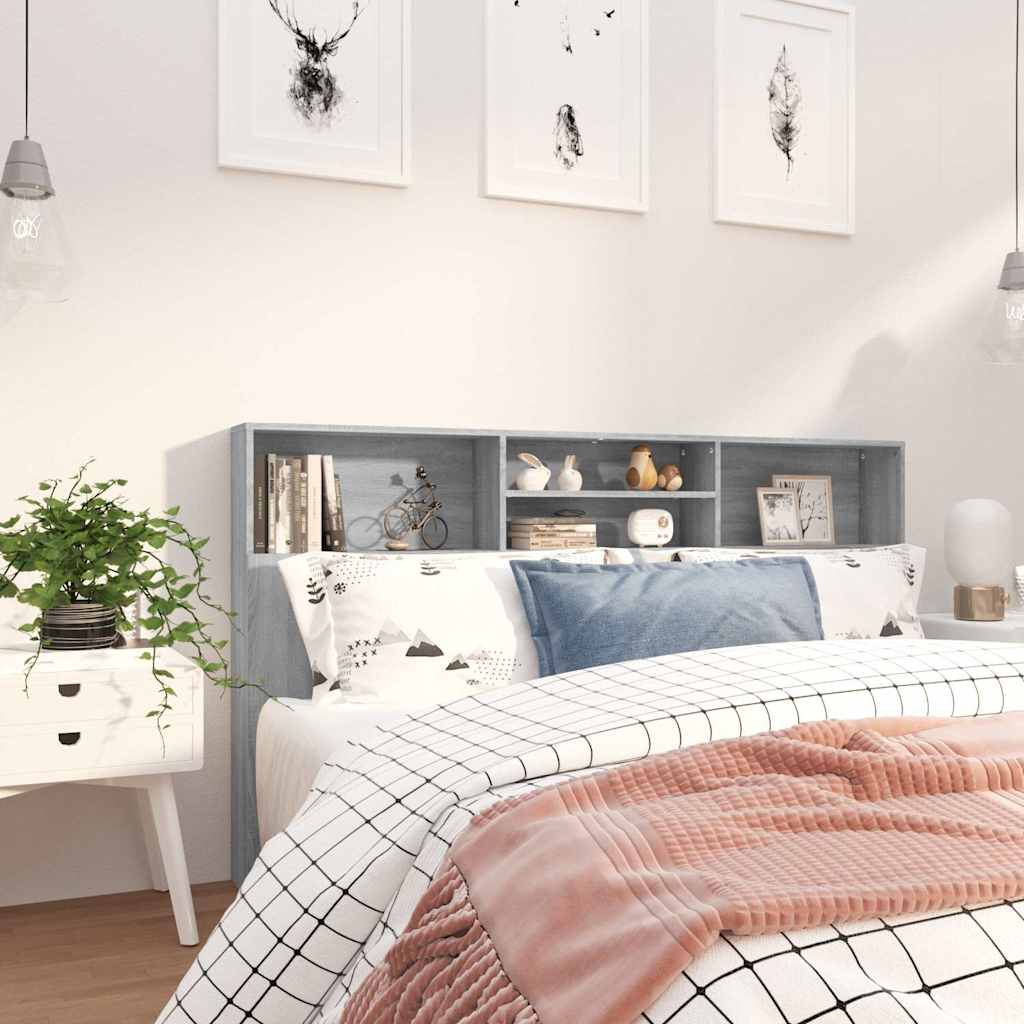 817256 vidaXL Headboard Cabinet Grey sonoma 180x19x103,5 cm