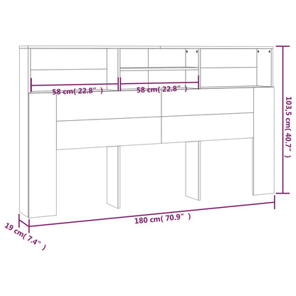 vidaXL Headboard Cabinet Grey Sonoma 180x19x103.5 cm