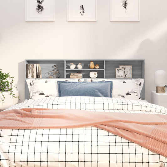 817256 vidaXL Headboard Cabinet Grey sonoma 180x19x103,5 cm