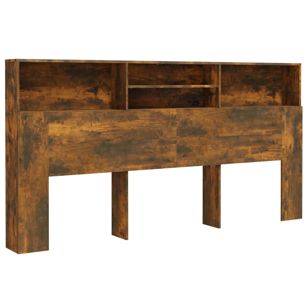 vidaXL Headboard Cabinet Smoked Oak 200x19x103.5 cm