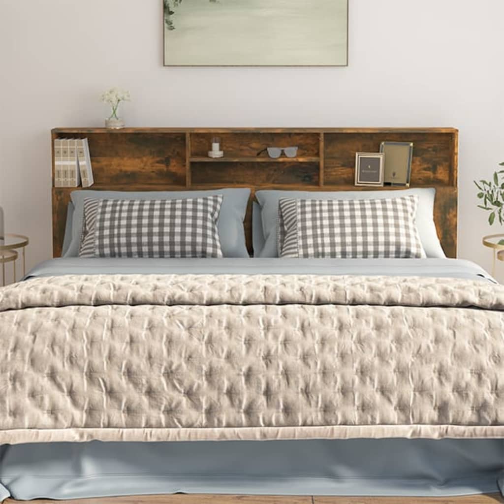 vidaXL Headboard Cabinet Smoked Oak 200x19x103.5 cm