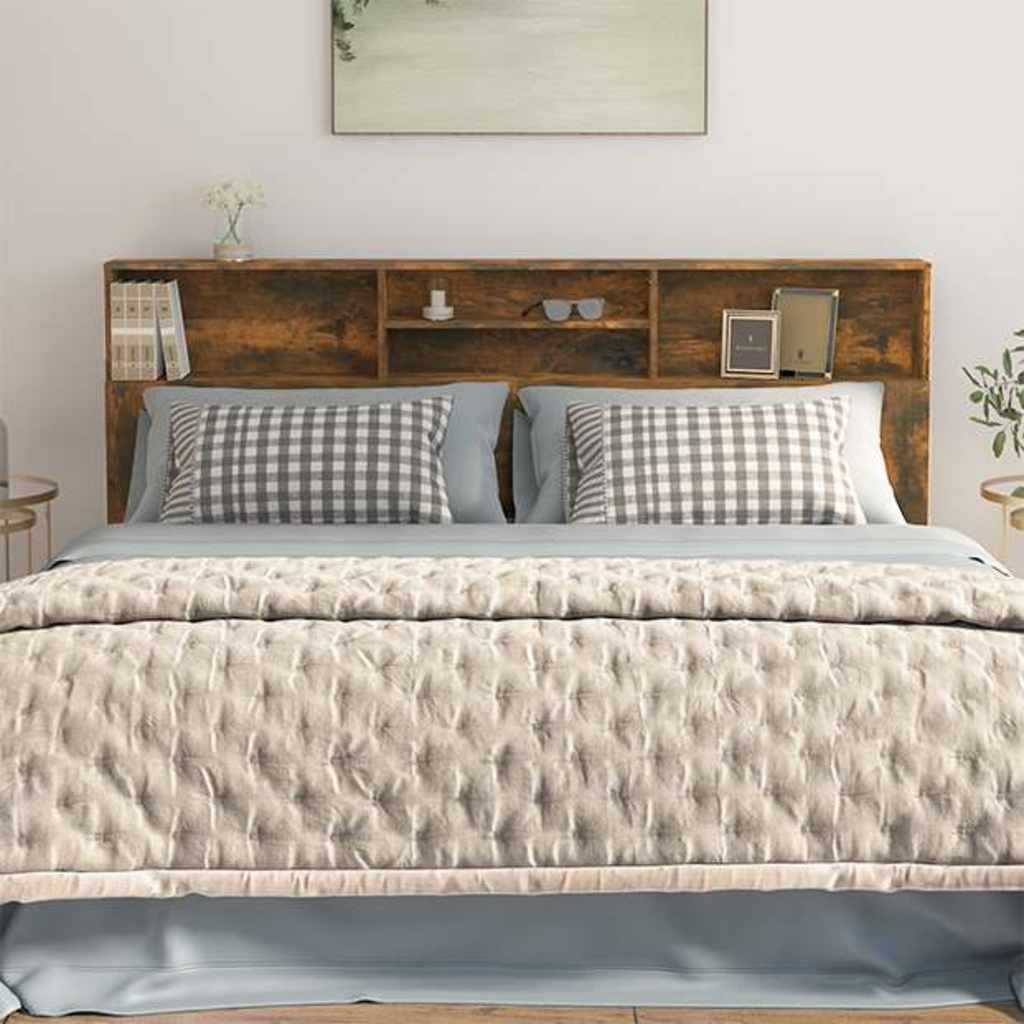 817258 vidaXL Headboard Cabinet Smoked Oak 200x19x103,5 cm