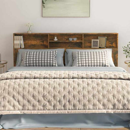 817258 vidaXL Headboard Cabinet Smoked Oak 200x19x103,5 cm