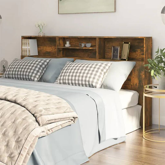 817258 vidaXL Headboard Cabinet Smoked Oak 200x19x103,5 cm