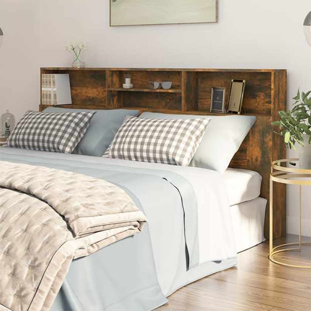 817258 vidaXL Headboard Cabinet Smoked Oak 200x19x103,5 cm