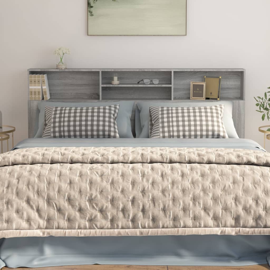 vidaXL Headboard Cabinet Grey Sonoma 200x19x103.5 cm