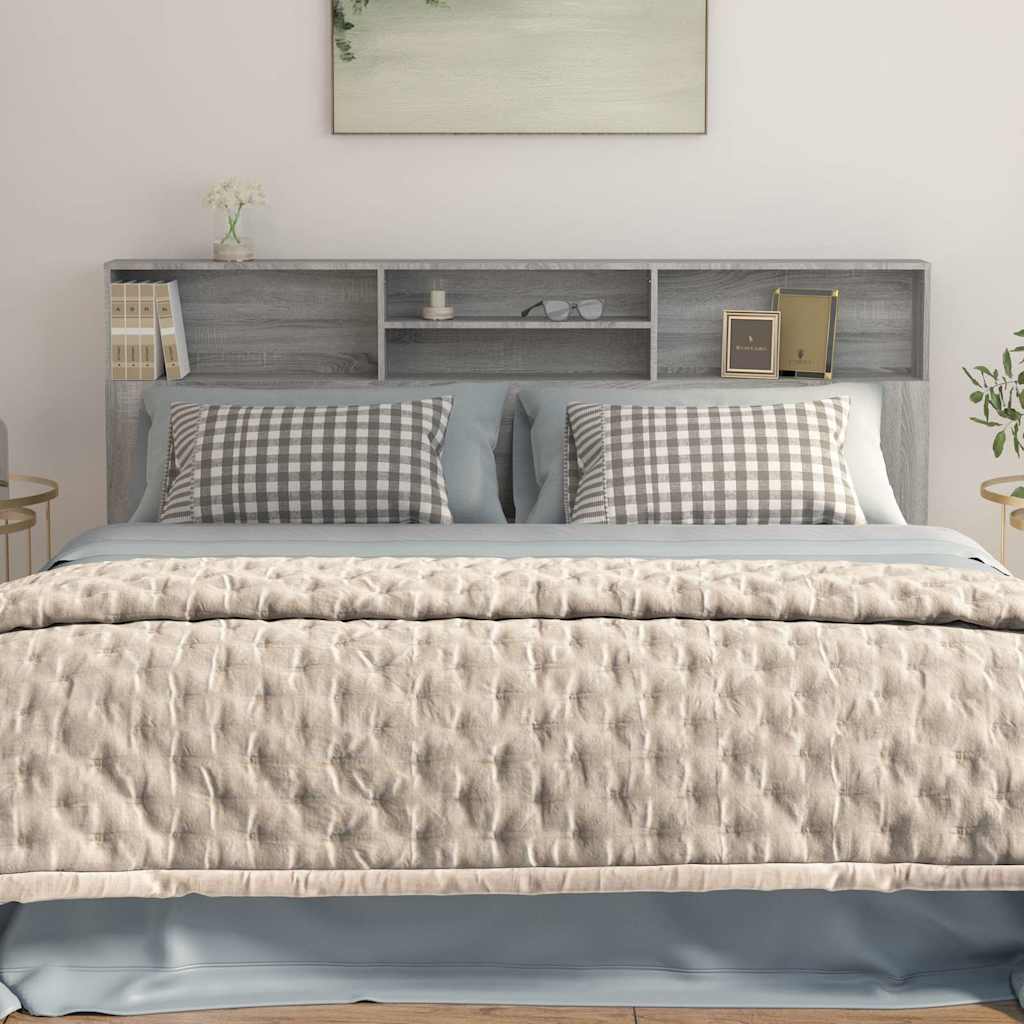 817259 vidaXL Headboard Cabinet Grey Sonoma 200x19x103,5 cm