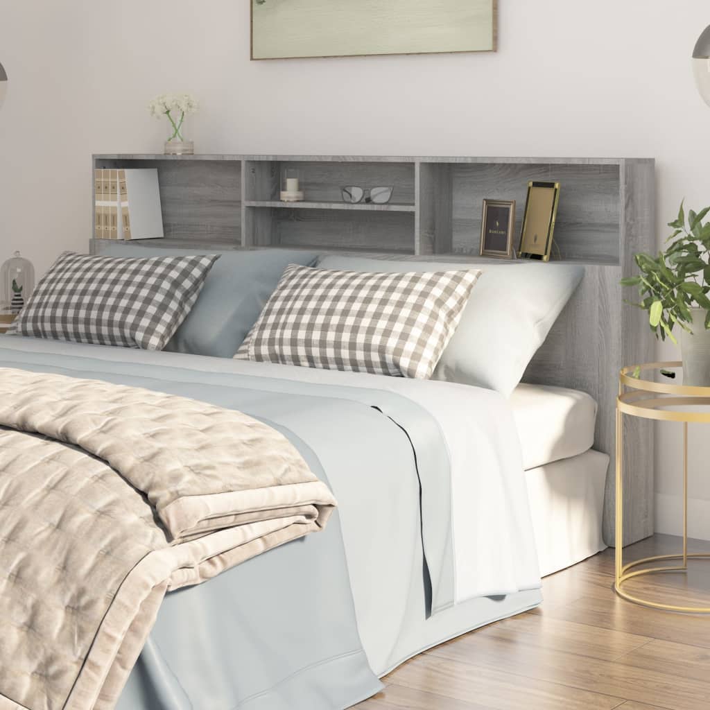 vidaXL Headboard Cabinet Grey Sonoma 200x19x103.5 cm
