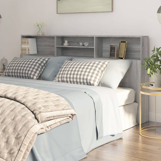 817259 vidaXL Headboard Cabinet Grey Sonoma 200x19x103,5 cm