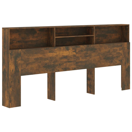817261 vidaXL Headboard Cabinet Smoked Oak 220x19x103,5 cm