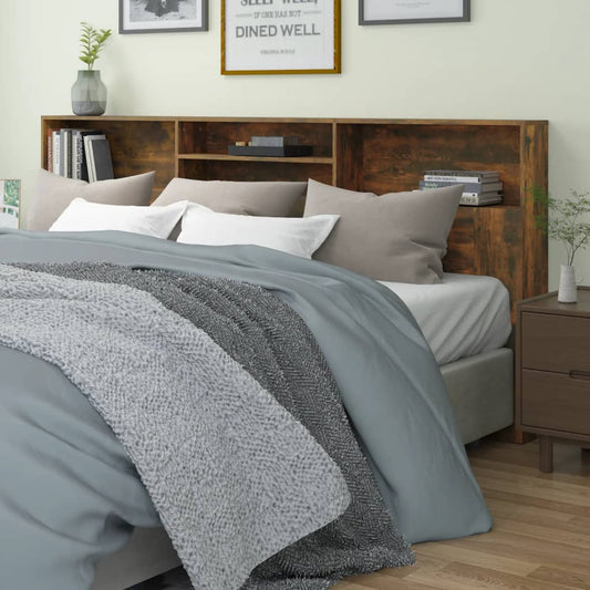 817261 vidaXL Headboard Cabinet Smoked Oak 220x19x103,5 cm