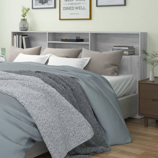 817262 vidaXL Headboard Cabinet Grey Sonoma 220x19x103,5 cm