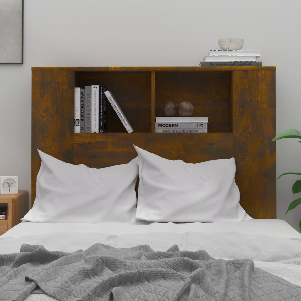 vidaXL Headboard Cabinet | Smoked Oak | Engineered wood | Medium