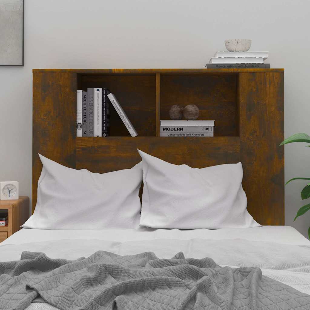 817264 vidaXL Headboard Cabinet Smoked Oak 100x18,5x102,5 cm