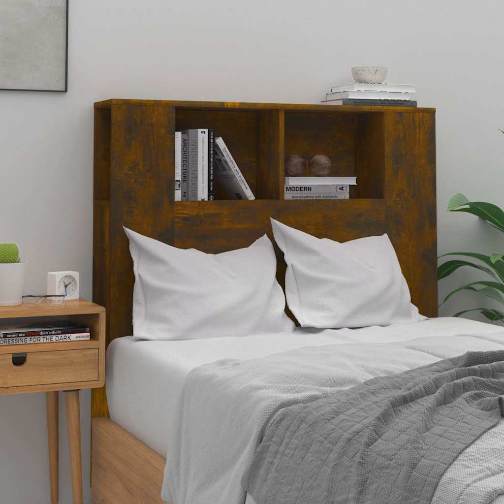817264 vidaXL Headboard Cabinet Smoked Oak 100x18,5x102,5 cm