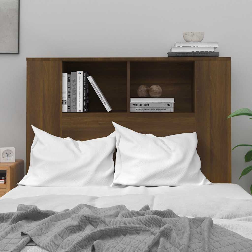 vidaXL Headboard Cabinet | Brown Oak | Engineered Wood | Standard | Contemporary