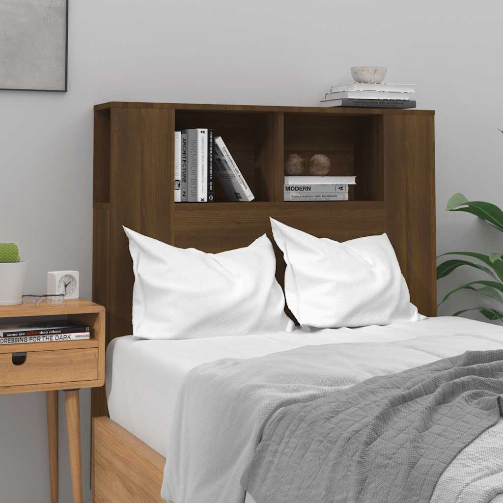 vidaXL Headboard Cabinet | Brown Oak | Engineered Wood | Standard | Contemporary
