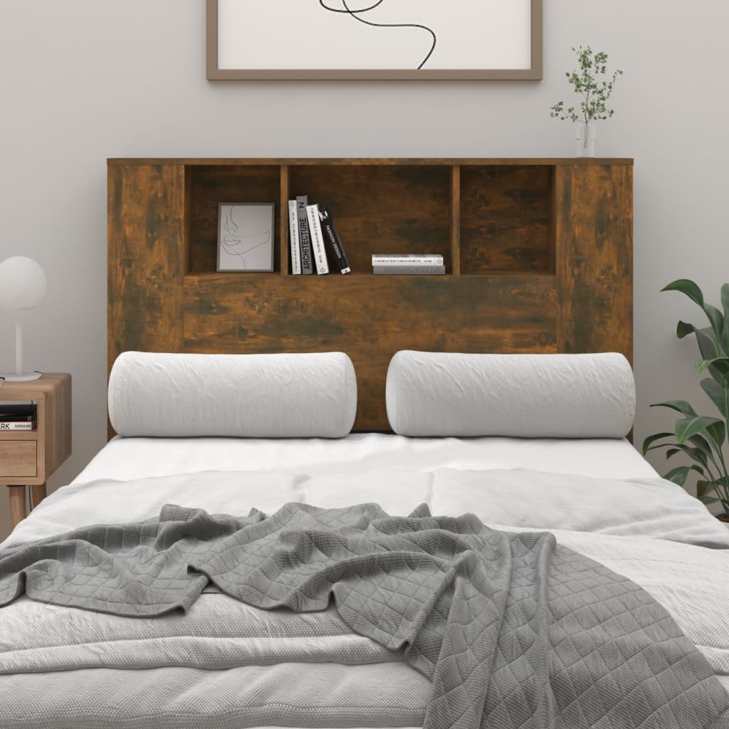 vidaXL Headboard Cabinet | Smoked Oak | Engineered wood | Medium