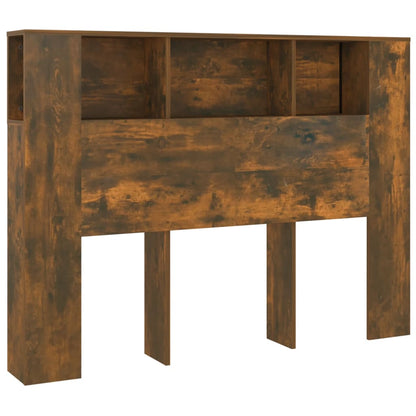 vidaXL Headboard Cabinet | Smoked oak | Engineered wood | 140x18.5x104.5 cm