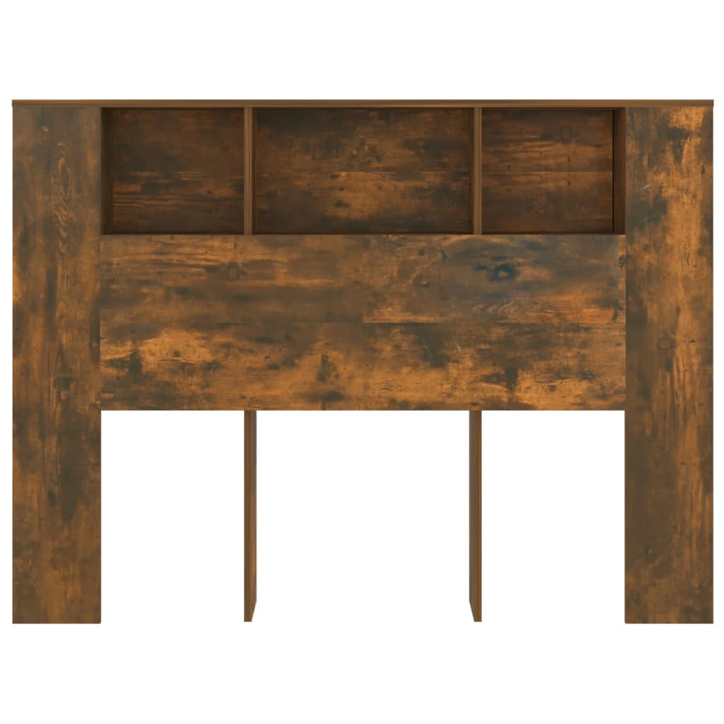 vidaXL Headboard Cabinet | Smoked oak | Engineered wood | 140x18.5x104.5 cm