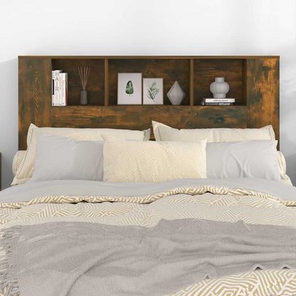 817270 vidaXL Headboard Cabinet Smoked Oak 140x18,5x104,5 cm