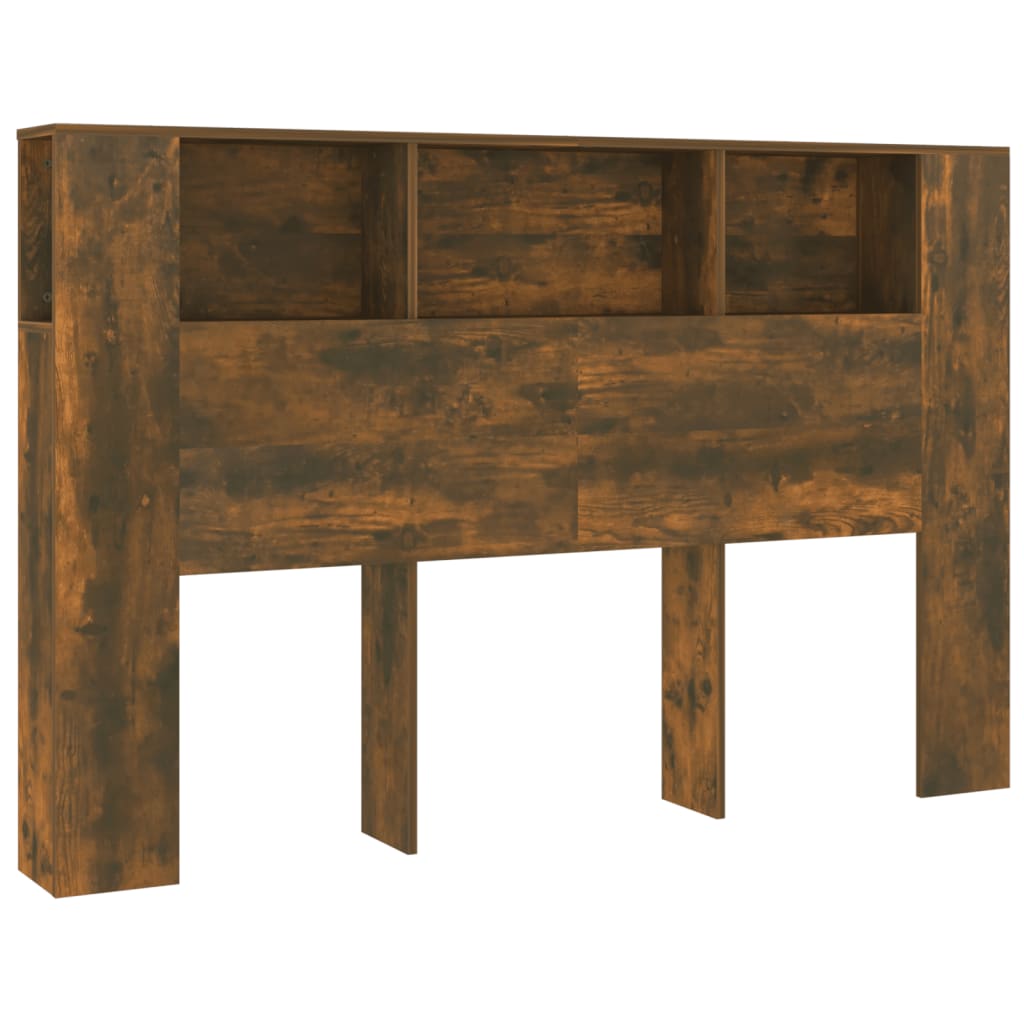 vidaXL Headboard Cabinet | Smoked Oak | Engineered Wood | 160x18.5x104.5 cm