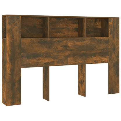 vidaXL Headboard Cabinet | Smoked Oak | Engineered Wood | 160x18.5x104.5 cm