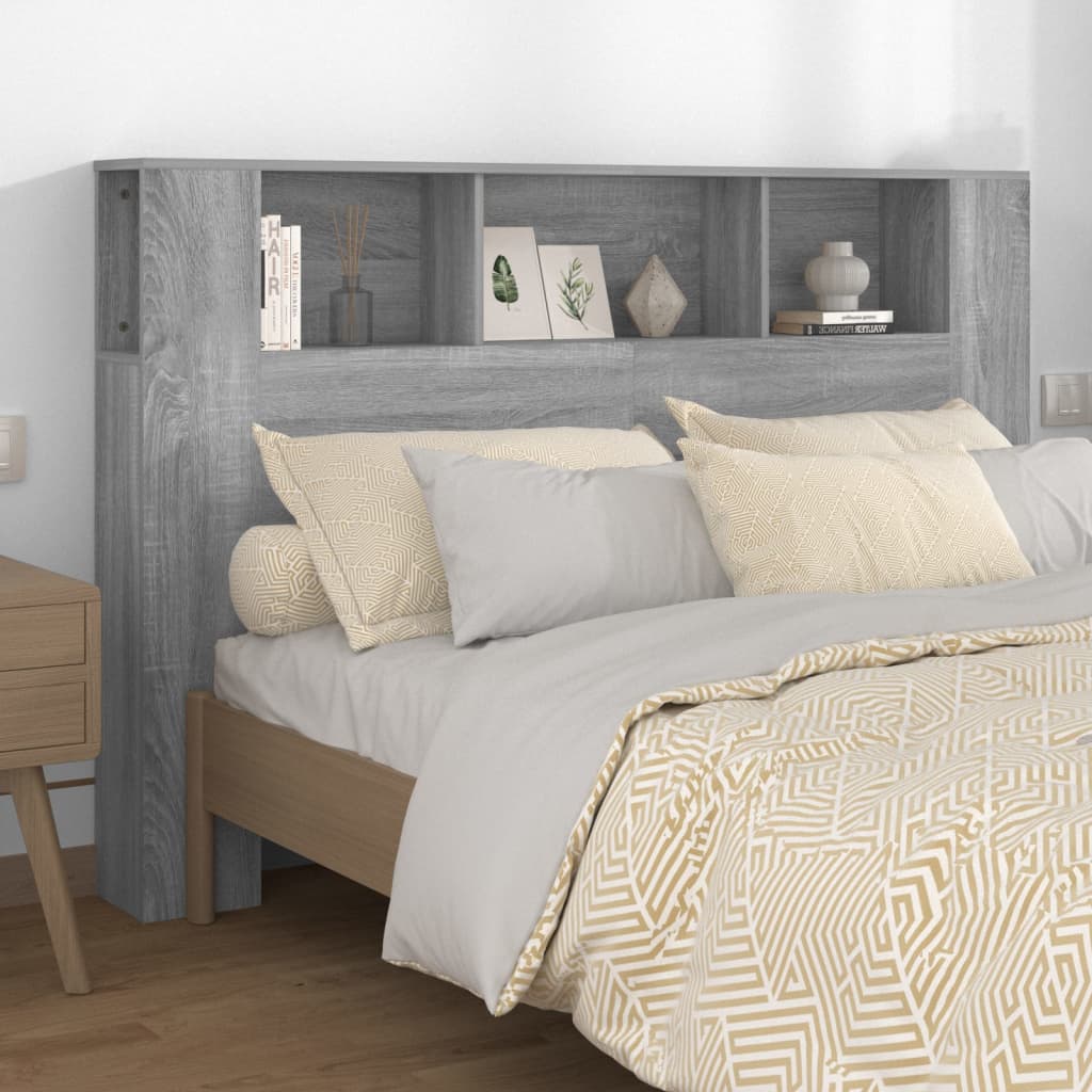 vidaXL Headboard Cabinet Grey Sonoma 160x18,5x104,5 cm