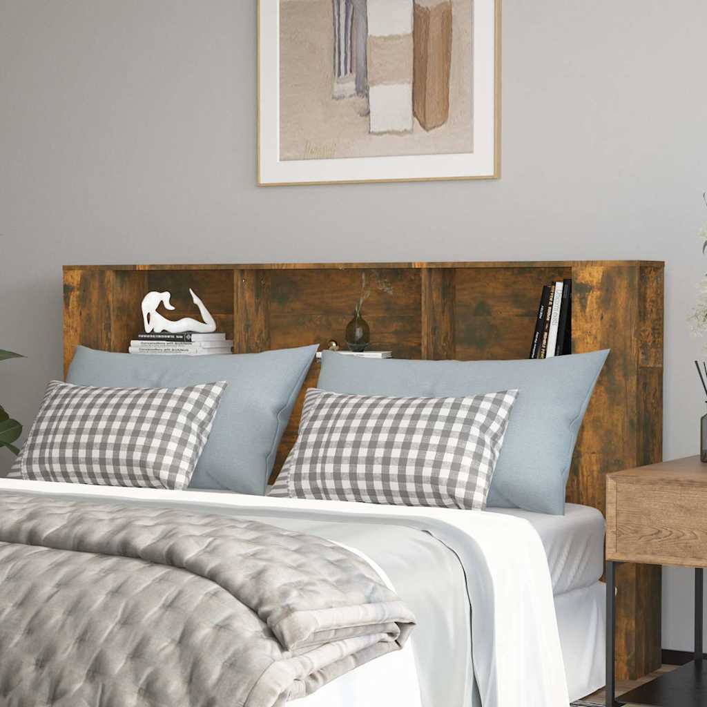 vidaXL Headboard Cabinet Smoked Oak 180x18,5x104,5 cm